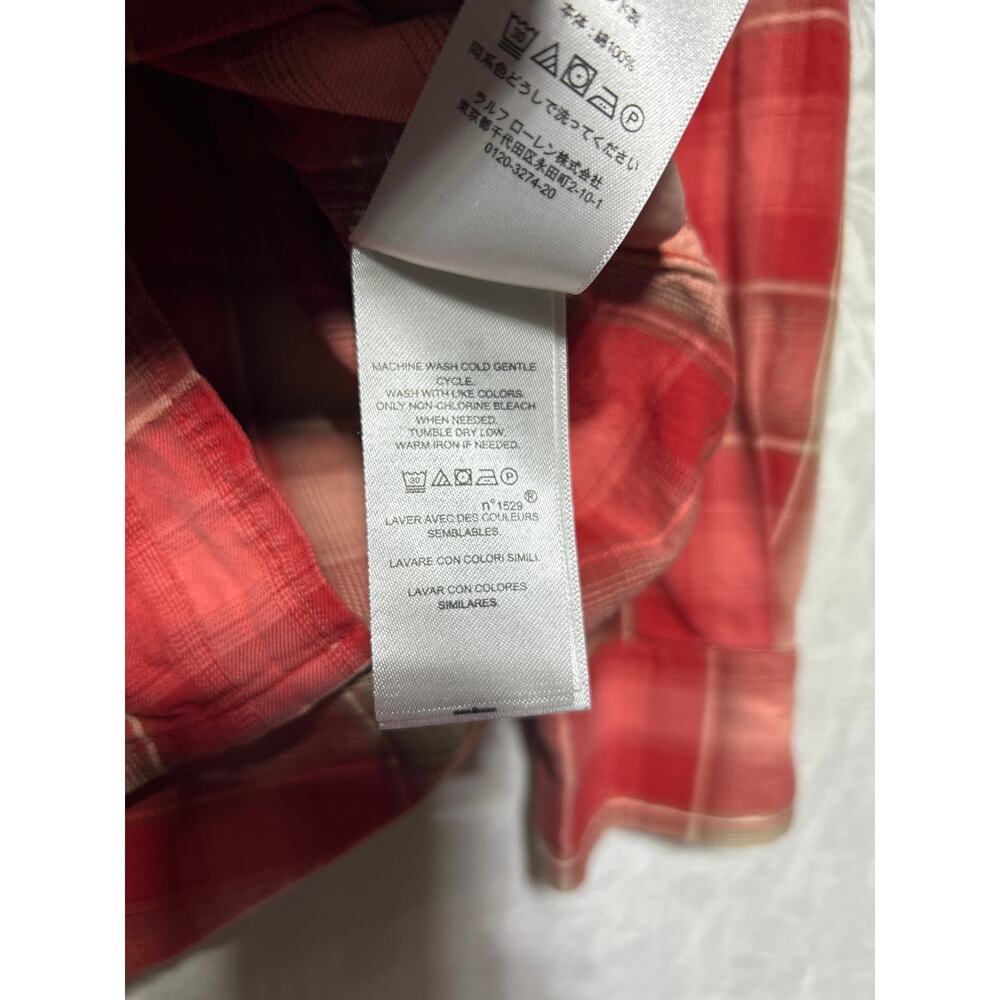 Ralph Lauren LRL Button Up 4 PETITE Pink Plaid Puff Sleeve Black Label - Picture 9 of 11